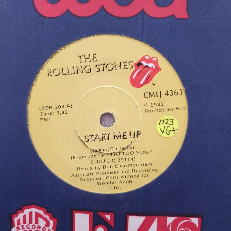 The Rolling Stones  Start Me Up - Vinyl 7" Record - Very-Good+ Quality (VG+)