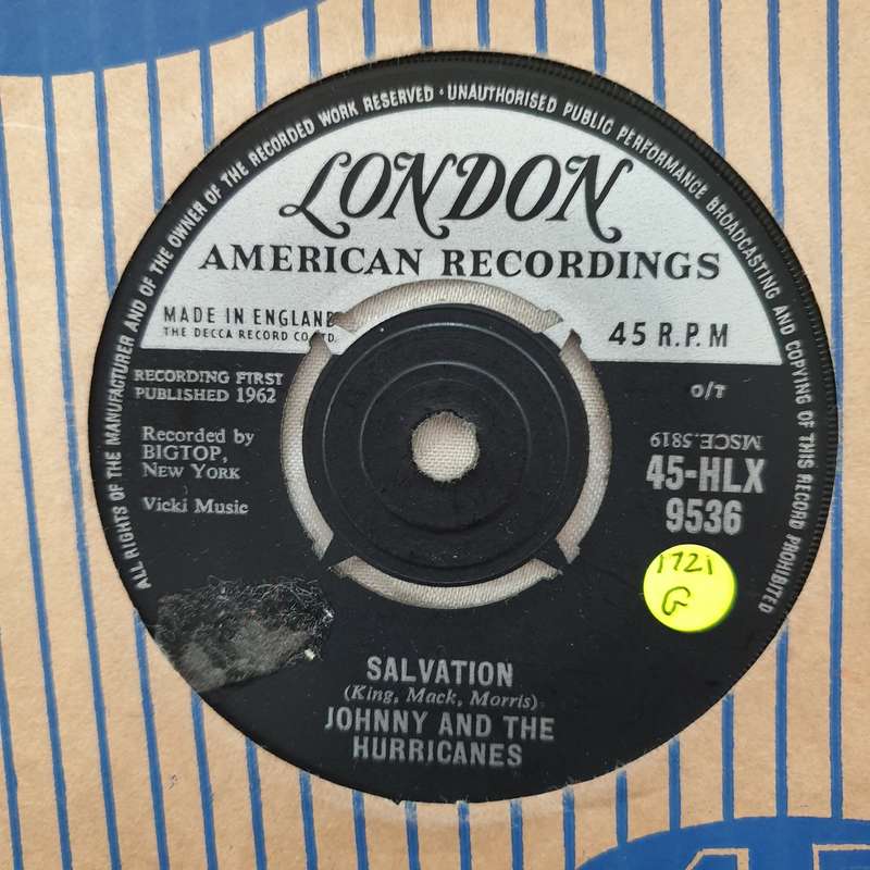 Johnny And The Hurricanes  Salvation - Vinyl 7" Record - Good Quality (G)