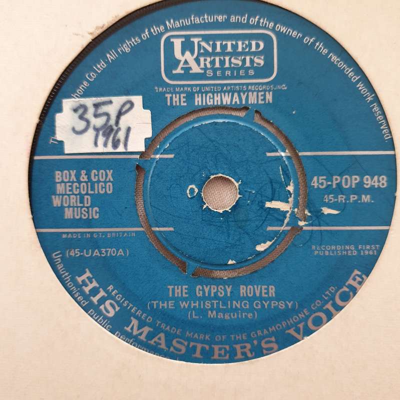 The Highwaymen  The Gypsy Rover - Vinyl 7" Record - Good Quality (G)