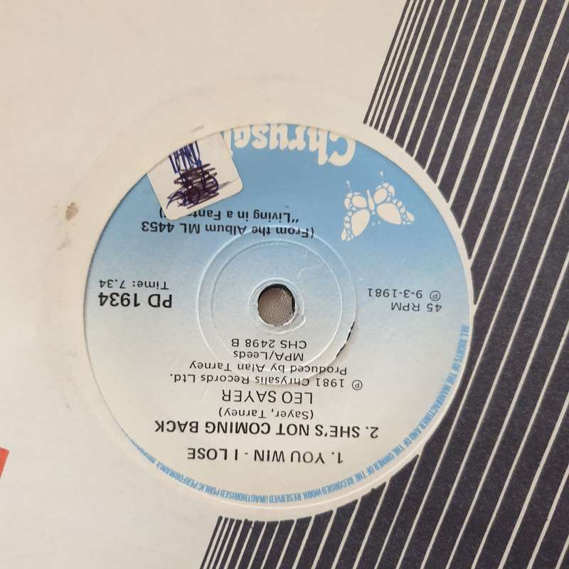 Leo Sayer  Bye Bye Now My Sweet Love - Vinyl 7" Record - Very-Good+ Quality (VG+)