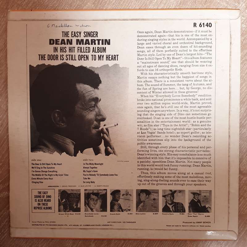 Dean Martin - The Door Is Still Open to My Heart -  Vinyl LP Record - Opened  - Very-Good- Qualit...
