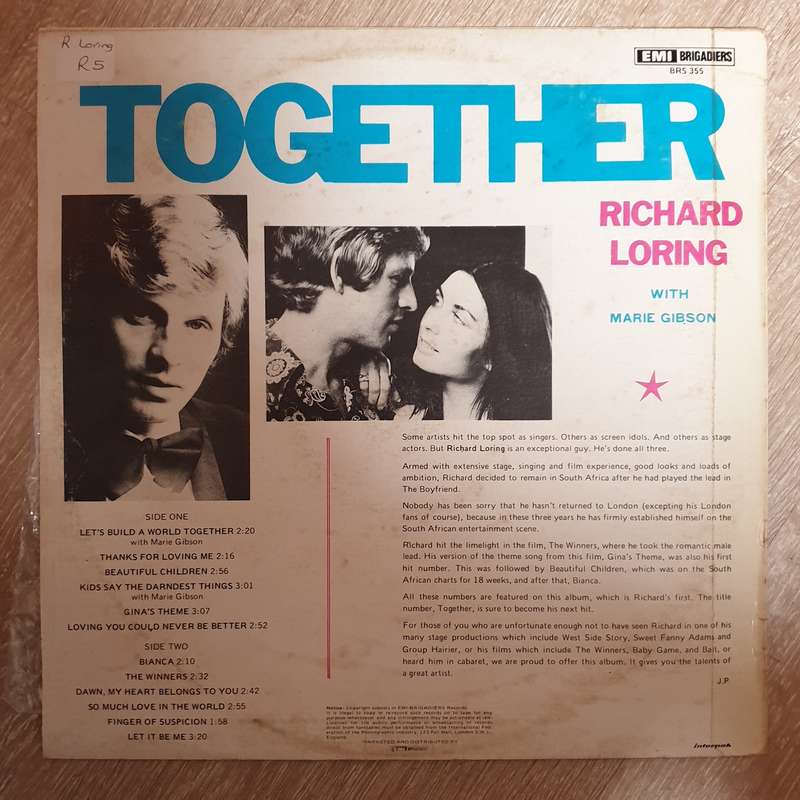 Richard Loring with Marie Gibson - Together - Vinyl LP Record - Opened  - Very-Good+ Quality (VG+)