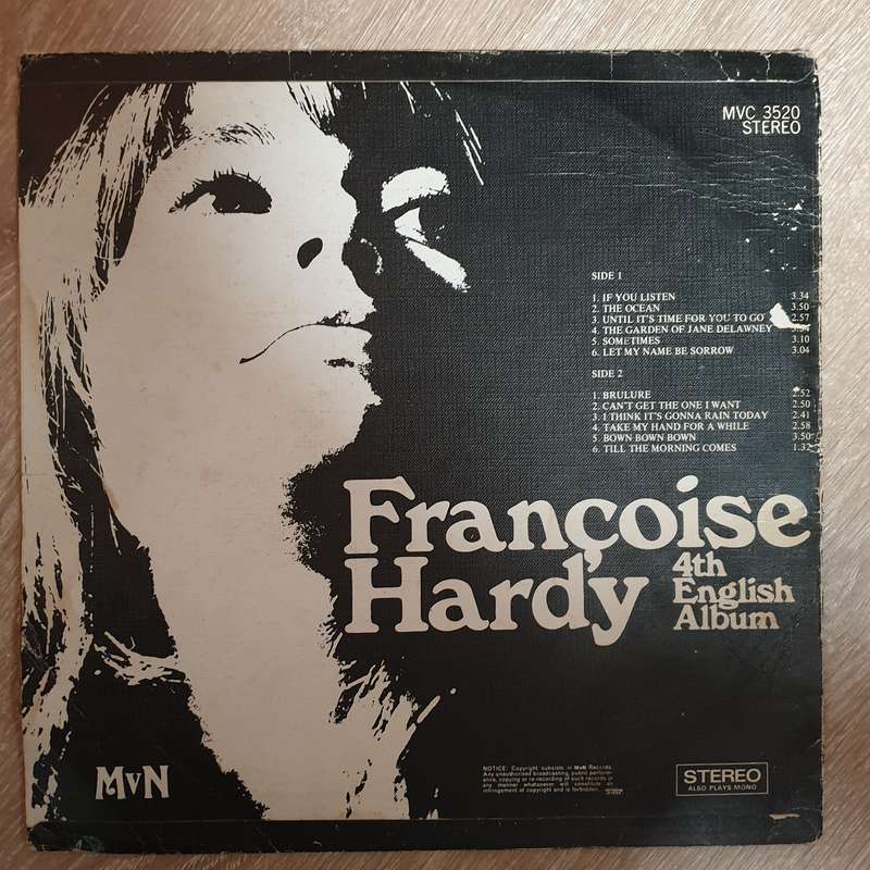 Francois Hardy - 4th English Album  - Vinyl LP Record - Opened  - Very-Good Quality (VG)