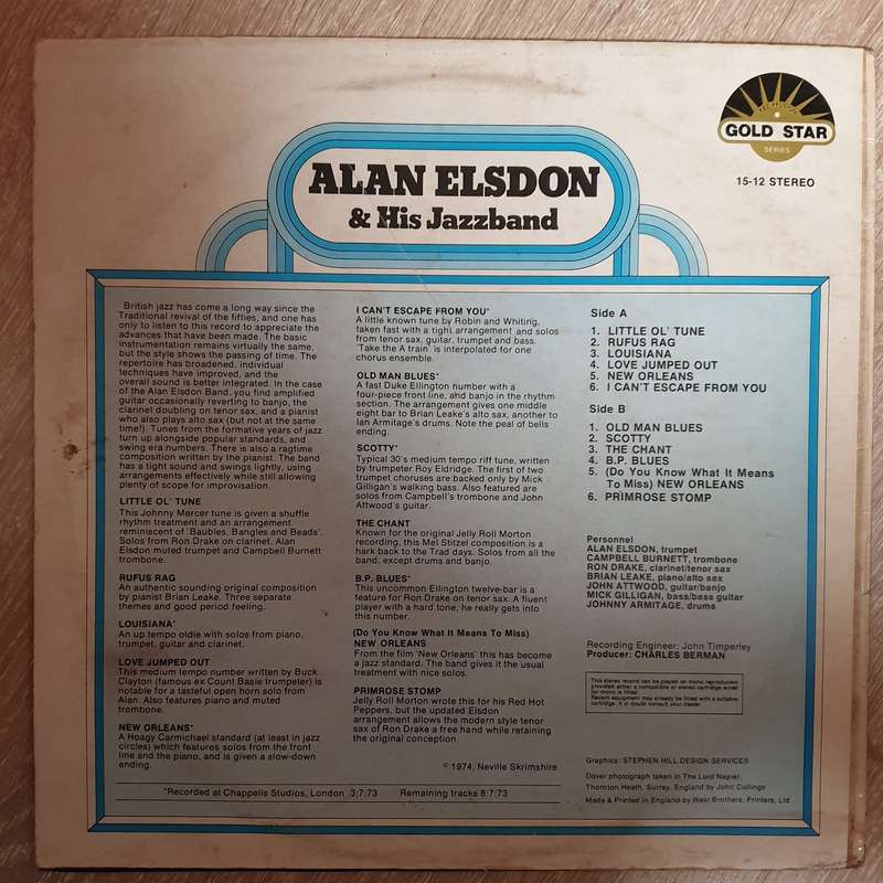 Alan Elsdon & His Jazz Band - Vinyl LP Record - Opened  - Very-Good Quality (VG)