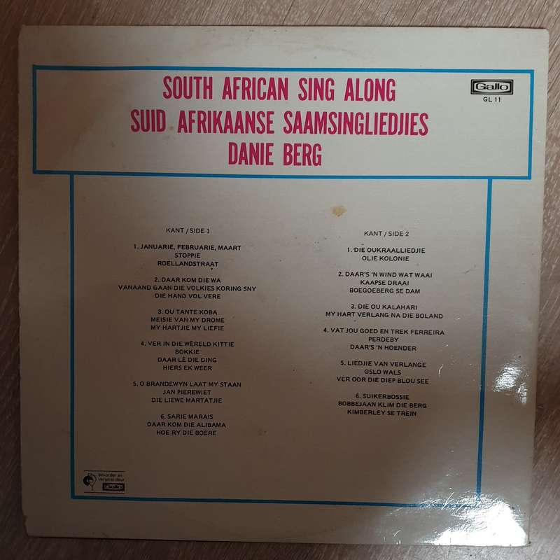 Danie Berg - South Africa Sing Along-  Vinyl LP Record - Opened  - Very-Good- Quality (VG-)