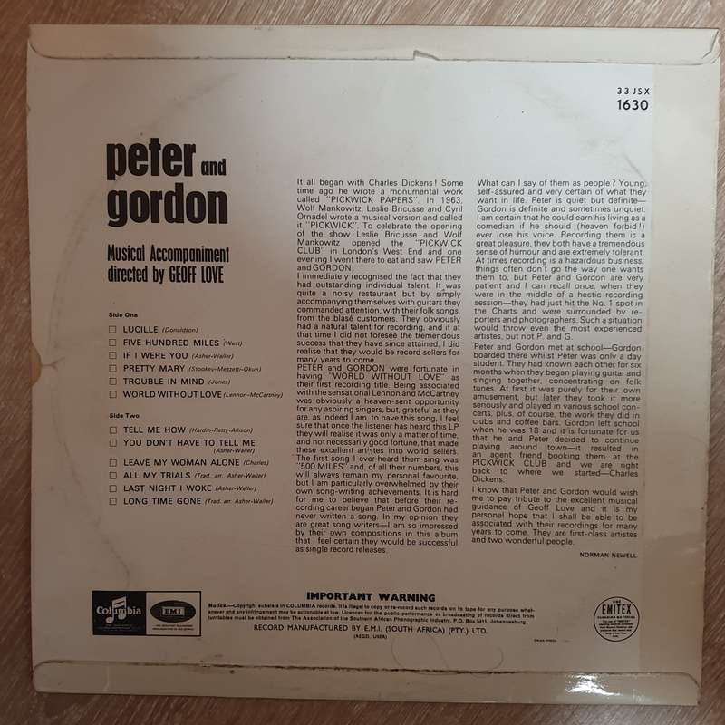 Peter And Gordon  Peter And Gordon   Vinyl LP Record - Opened  - Good+ Quality (G+)