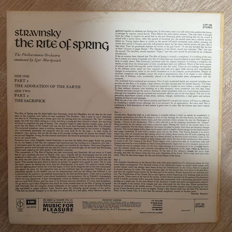 Stravinsky, Philharmonia Orchestra / Markevitch  Rite Of Spring -  Vinyl LP Record - Very-Good...