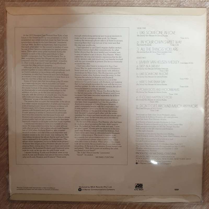Dave Brubeck  All The Things We Are -  Vinyl LP Record - Opened  - Very-Good+ Quality (VG+)