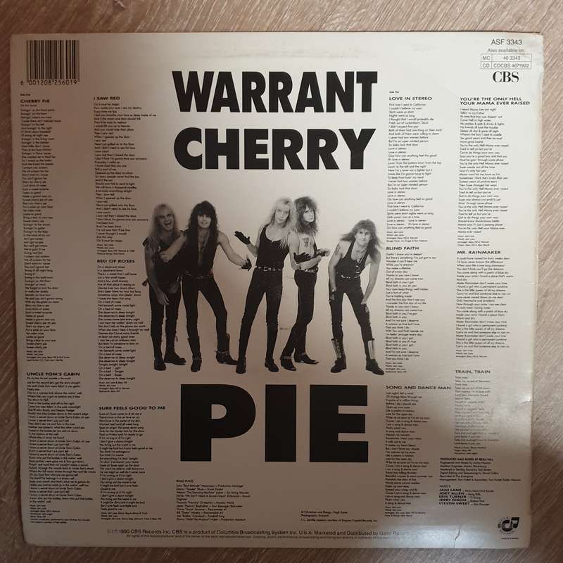 Warrant  Cherry Pie - Vinyl LP Record - Opened  - Very-Good+ Quality (VG+)