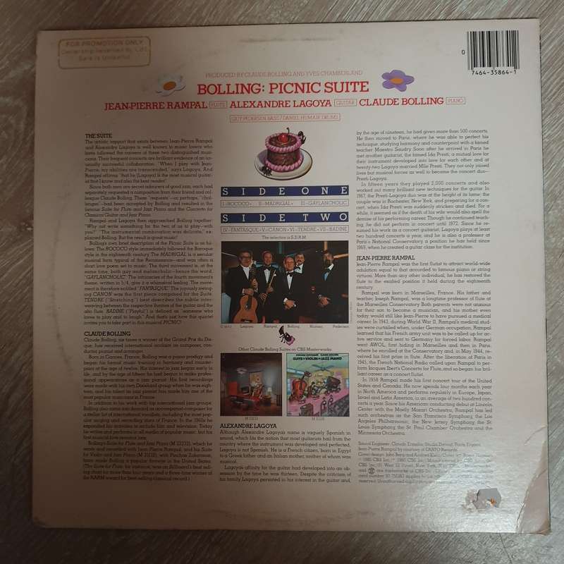 Jean-Pierre Rampal / Alexandre Lagoya / Claude Bolling  Picnic Suite - Vinyl LP Record (VG+)