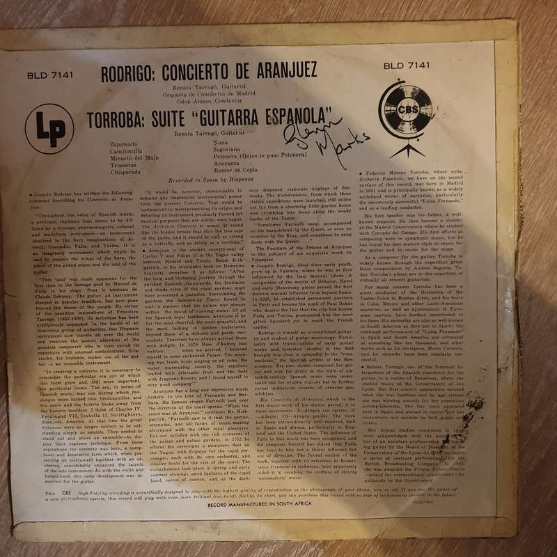 Rodrigo - Renata Tarrago  Concierto De Aranjuez For Guitar And Orchestra - Vinyl LP Record ...