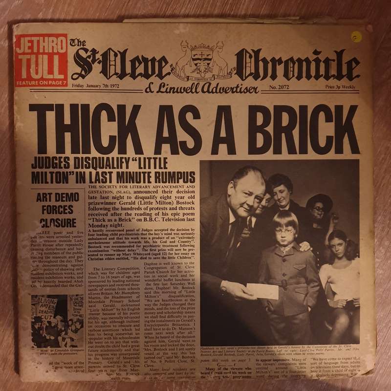 Jethro Tull  Thick As A Brick - Vinyl LP Record - Opened  - Good Quality (G)