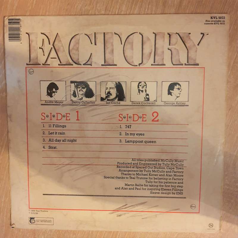 Factory-Industrial Rock (Very Rare SA Band)  - Vinyl LP Record - Very-Good+ Quality (VG+)