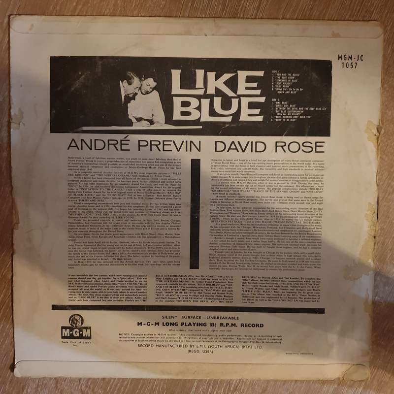 André Previn And David Rose  Like Blue  - Vinyl LP Record - Opened  - Good+ Quality (G+)