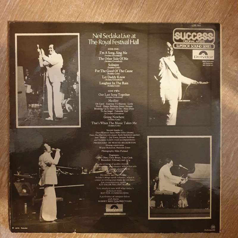 Neil Sedaka With The Royal Philharmonic Orchestra  Live At The Royal Festival Hall -  Vinyl...