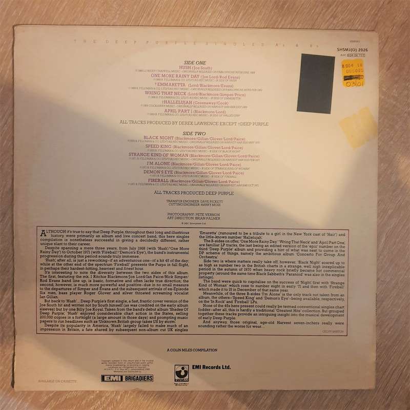 Deep Purple  The Deep Purple Singles A's & B's - Vinyl LP Record - Opened  - Very-Good+ Qua...