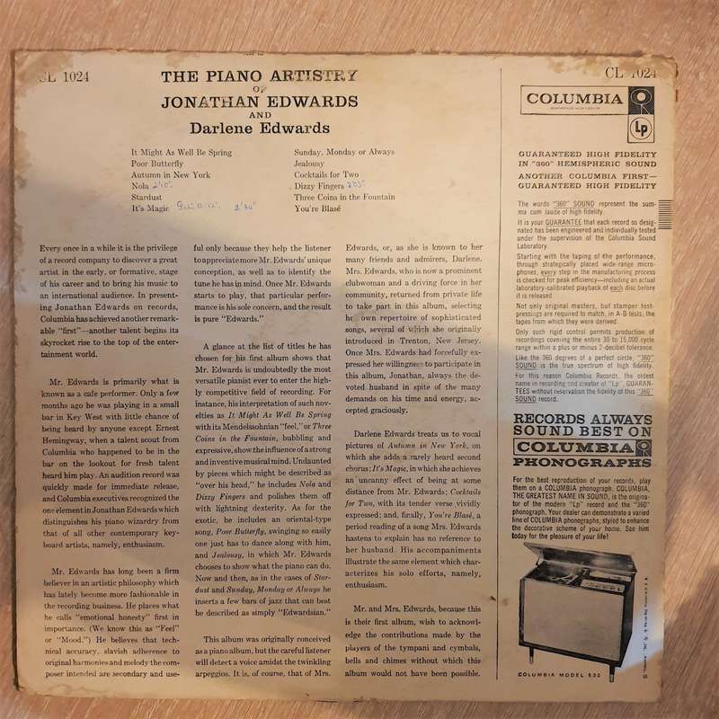 Jonathan Edwards And Darlene Edwards  The Piano Artistry Of Jonathan Edwards - Vinyl LP Rec...