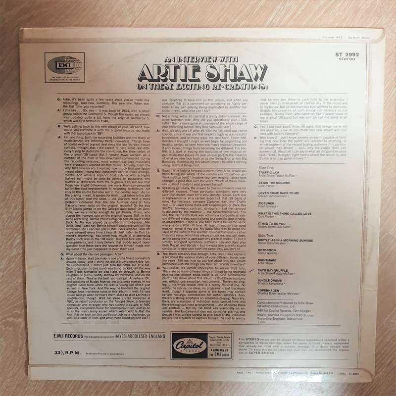 Artie Shaw  Artie Shaw Re-creates His Great '38 Band - Vinyl LP Record - Opened  - Very-Goo...