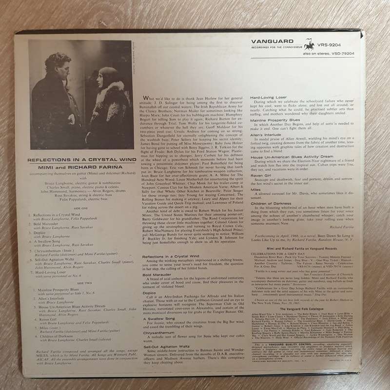 Richard & Mimi Farina - Reflections In A Crystal Wind -  Vinyl LP Record - Very-Good+ Quality (VG+)