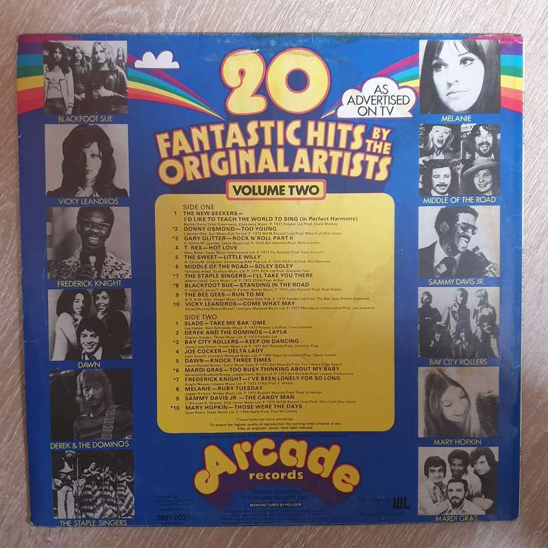 20 Fantastic Hits by The Original Artists  - Vol 2 -  Arcade Original Artist Series  -  Vinyl LP ...