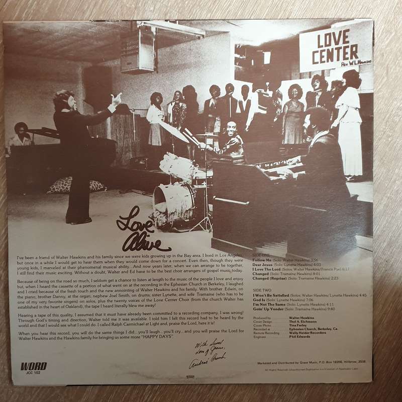Walter Hawkins And The Love Center Choir  Love Alive -  Vinyl LP Record - Very-Good+ Qualit...