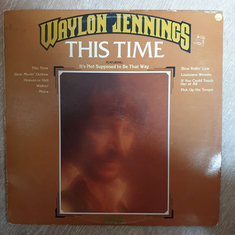 Waylon Jennings  This Time -  Vinyl LP Record - Very-Good+ Quality (VG+)