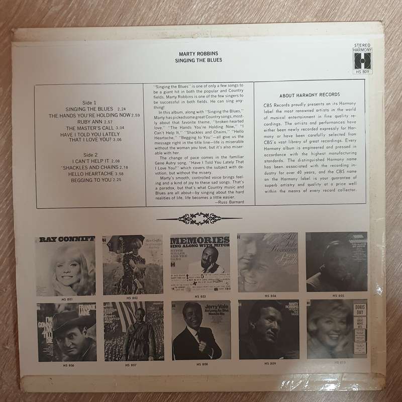 Marty Robbins  Singing The Blues - Vinyl LP Record - Very-Good+ Quality (VG+)