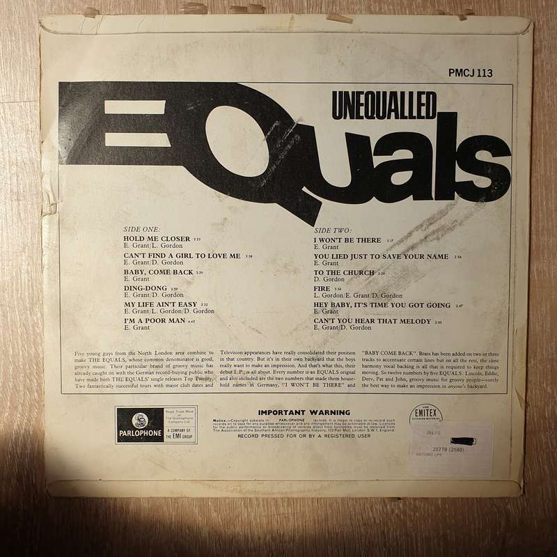 The Equals  Unequalled Equals - Vinyl LP Record - Very-Good+ Quality (VG+)