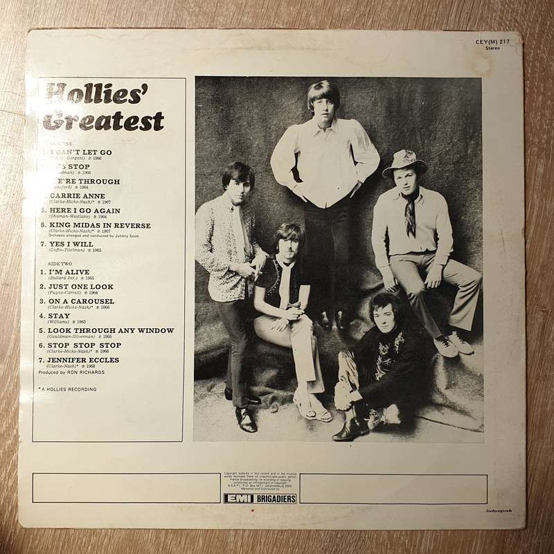 The Hollies  Hollies' Greatest - Vinyl LP Record - Very-Good+ Quality (VG+)