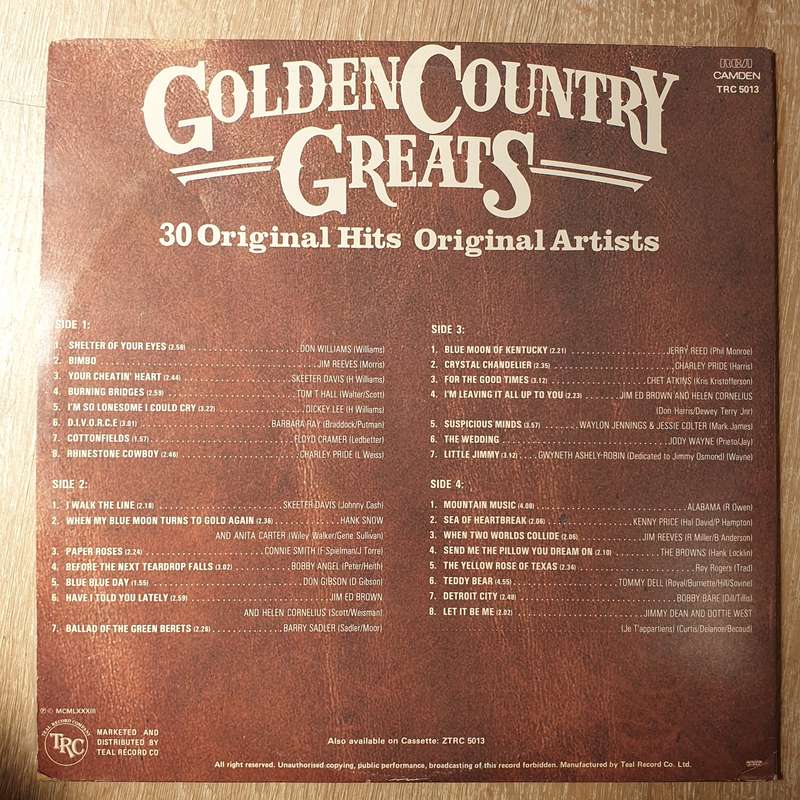 Golden Country Greats - 30 Original Hits - Original Artists - Double Vinyl LP Record - Very-Good+...