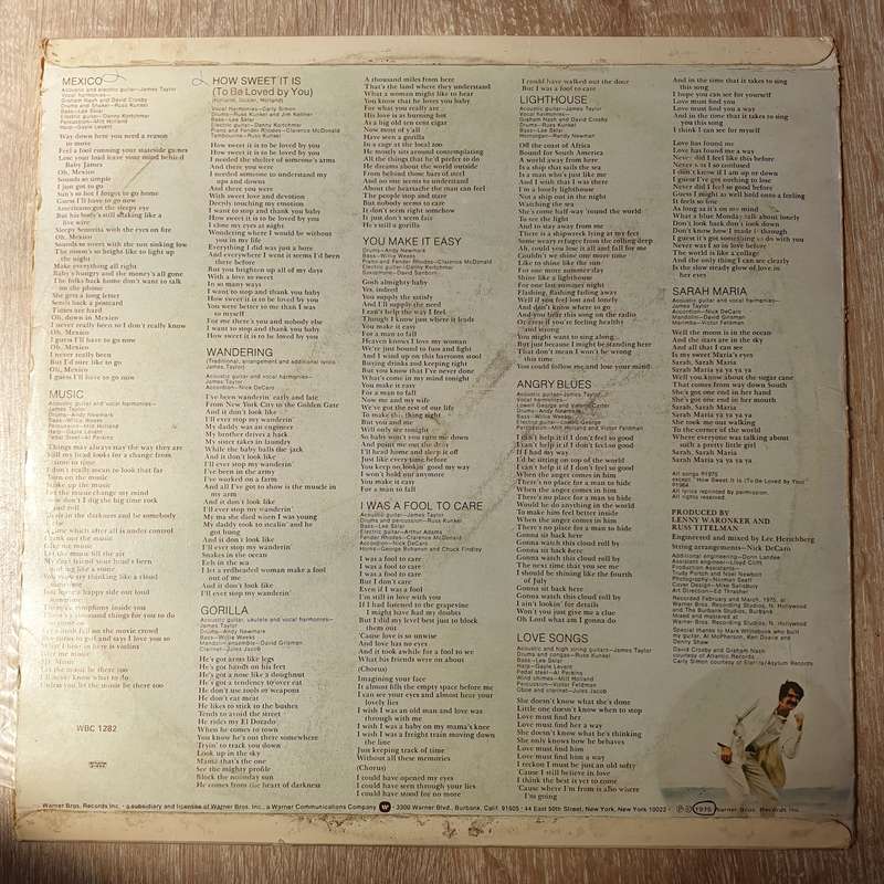 James Taylor  Gorilla -  Vinyl LP Record - Very-Good+ Quality (VG+)