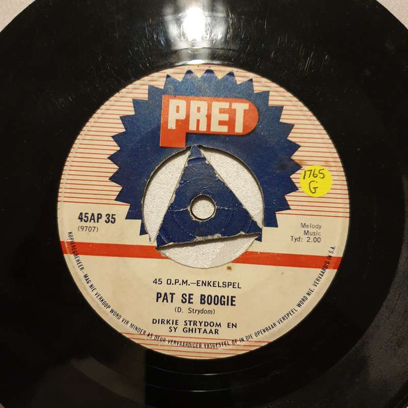 Dirkie Stydom en Sy Ghitaar - Pat Se Boogie - Vinyl 7" Record - Good Quality (G)
