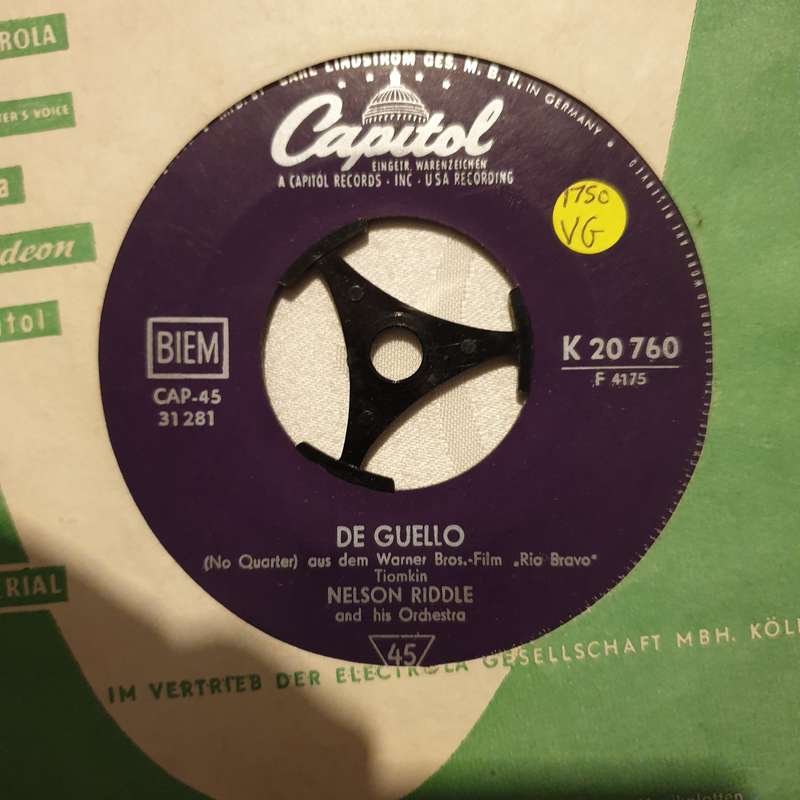 Nelson Riddle And His Orchestra  De Guello (No Quarter) / Blue Safari - Vinyl 7" Record - O...