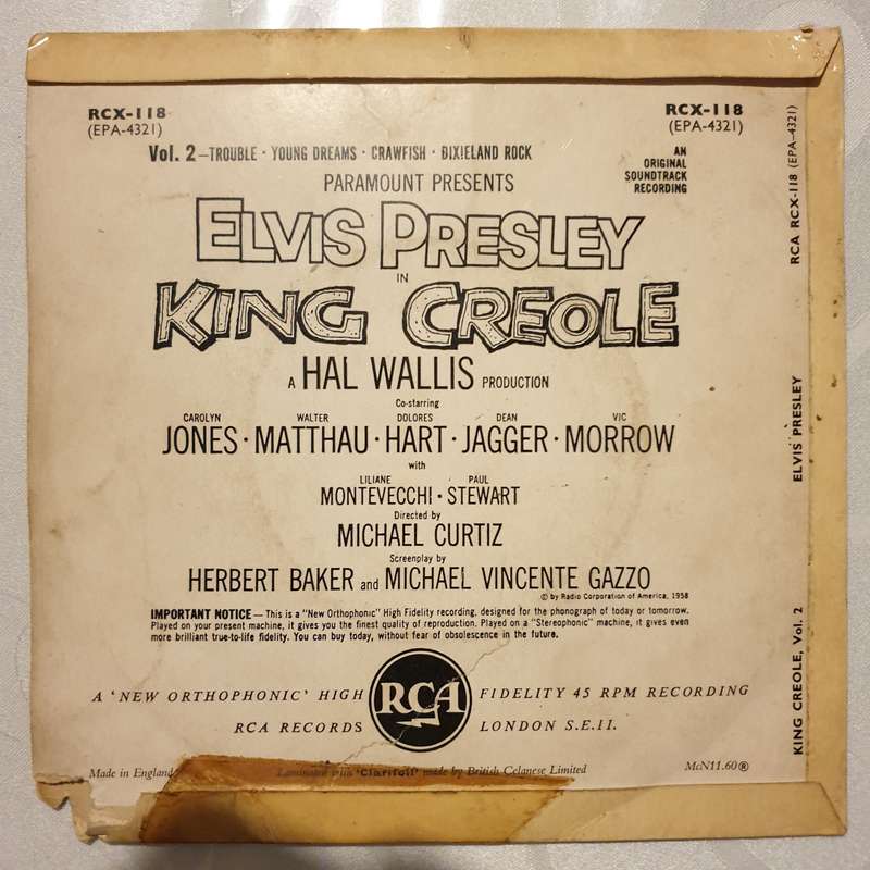 Elvis Presley  King Creole Vol.2 - Vinyl 7" Record - Good+ Quality (G+)