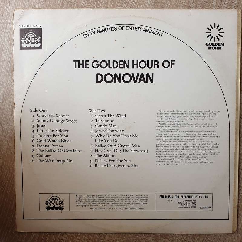 Donovan - Golden Hour Of Donovan - Vinyl LP Record (VG-)