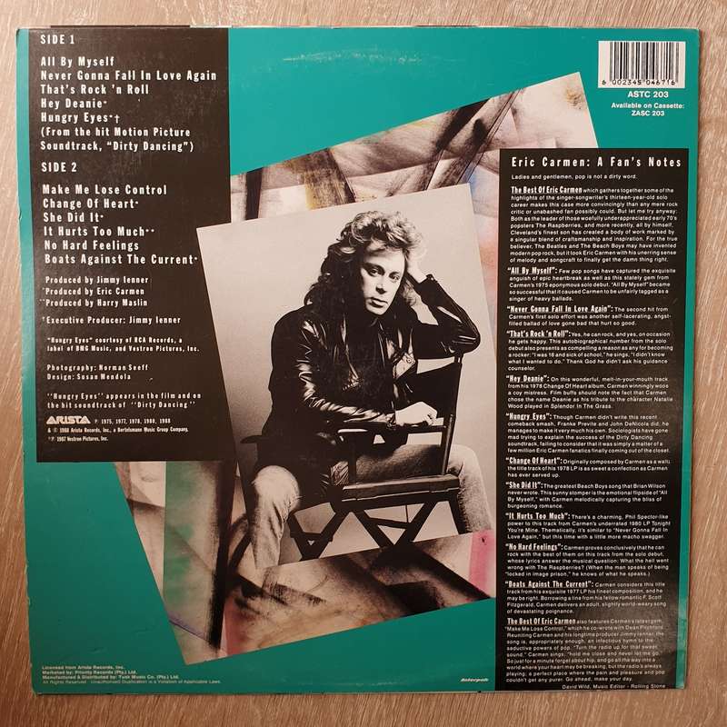 Eric Carmen  The Best Of Eric Carmen -   Vinyl LP Record - Very-Good+ Quality (VG+)