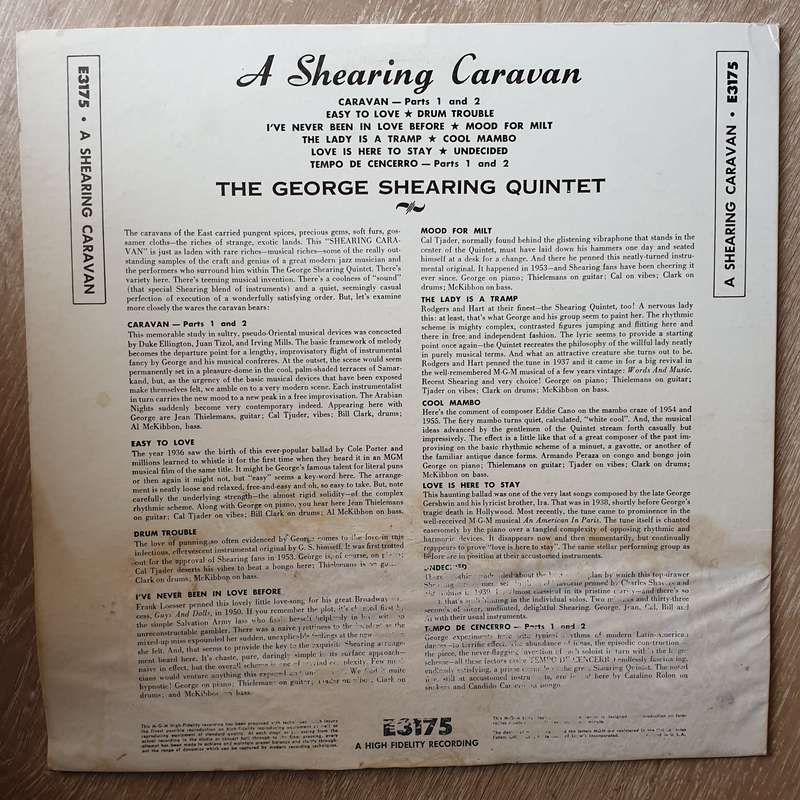 The George Shearing Quintet  A Shearing Caravan -  Vinyl LP Record - Very-Good+ Quality (VG+)