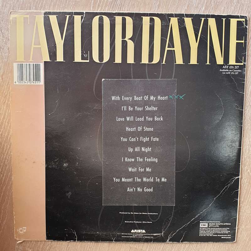Taylor Dayne  Can't Fight Fate - Vinyl LP Record - Very-Good+ Quality (VG+)