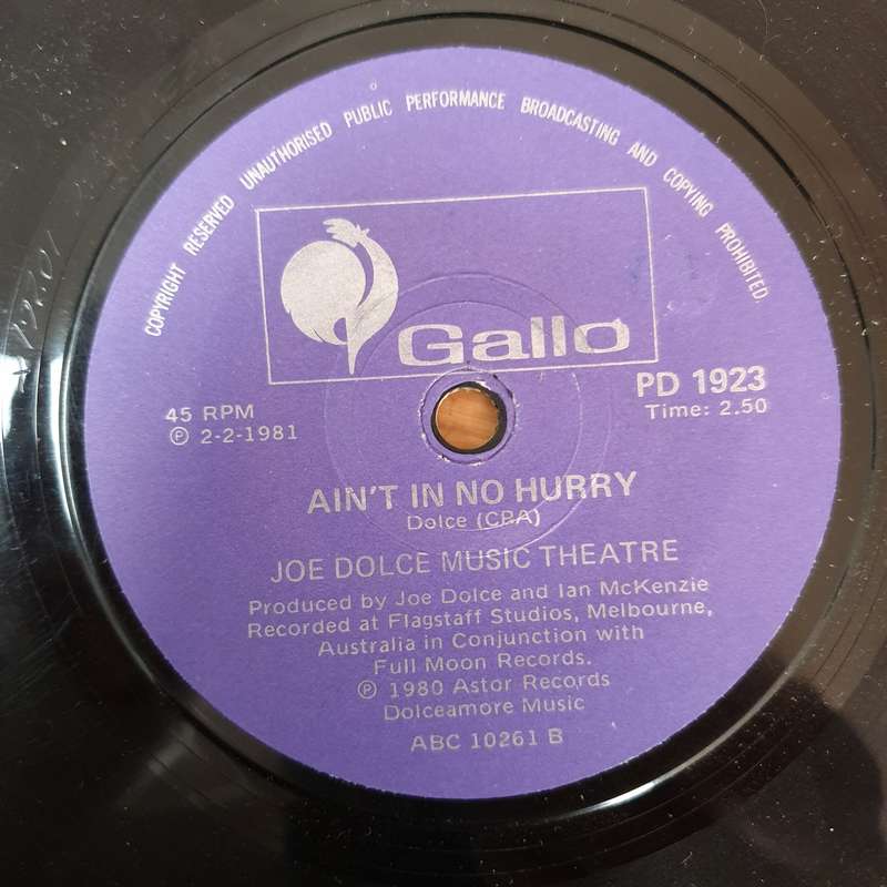 Joe Dolce Music Theatre  Shaddap You Face - Vinyl 7" Record - Good+ Quality (G+)