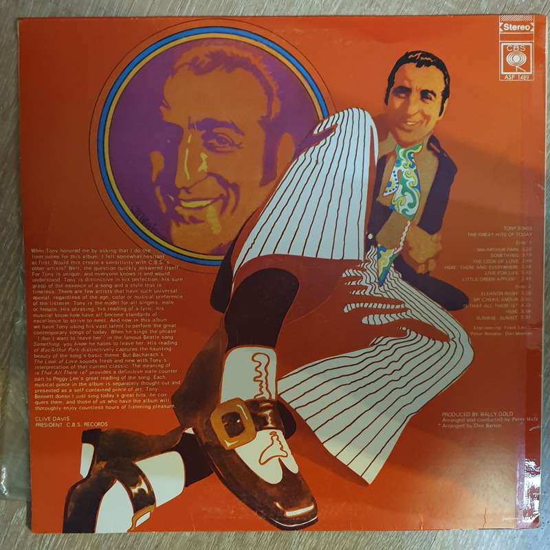 Tony Bennet - Tony Sings The Great Hits Of Today (Rare SA Pressing) -  Vinyl LP Record - Very-Goo...