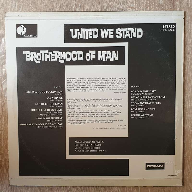 Brotherhood Of Man  United We Stand - Vinyl LP Record - Very-Good+ Quality (VG+)
