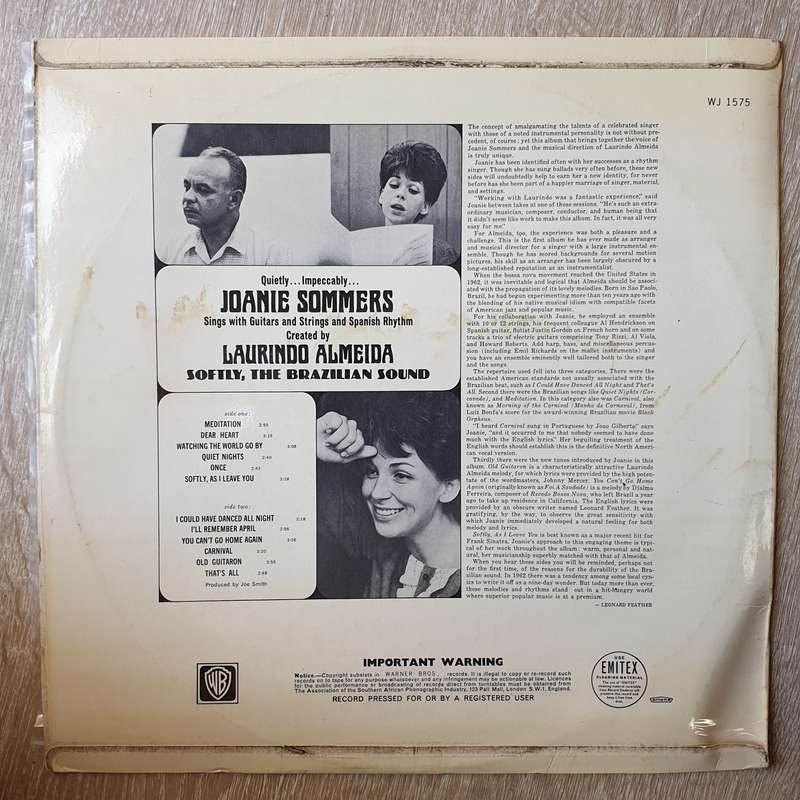 Joanie Sommers with Laurindo Almeida - Softly, The Brazilian Sound -  Vinyl LP Record - Very-Good...