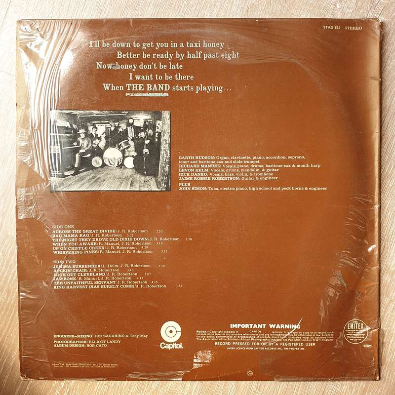 The Band  The Band   Vinyl LP Record - Opened  - Very-Good- Quality (VG-)