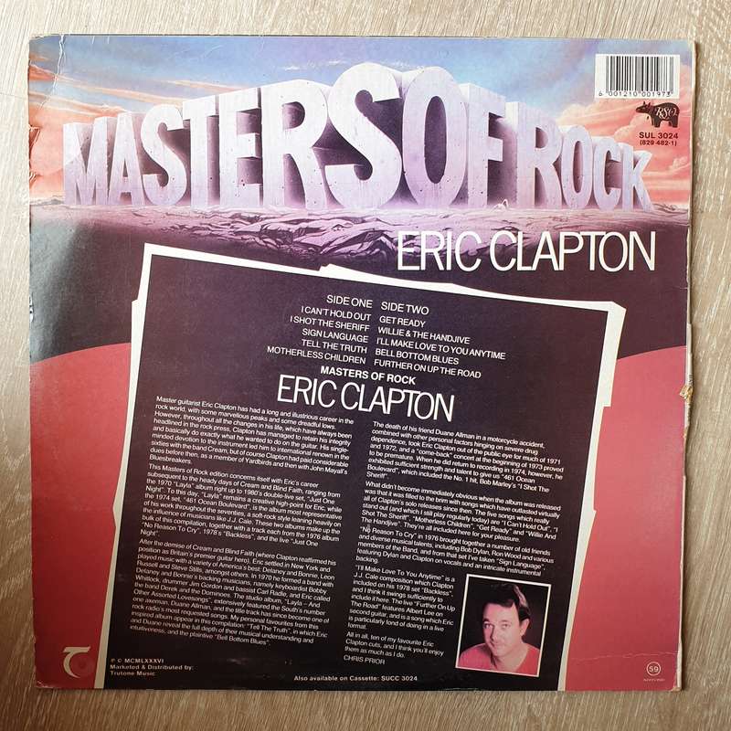 Eric Clapton  Masters Of Rock - Vinyl LP Record - Very-Good+ Quality (VG+)
