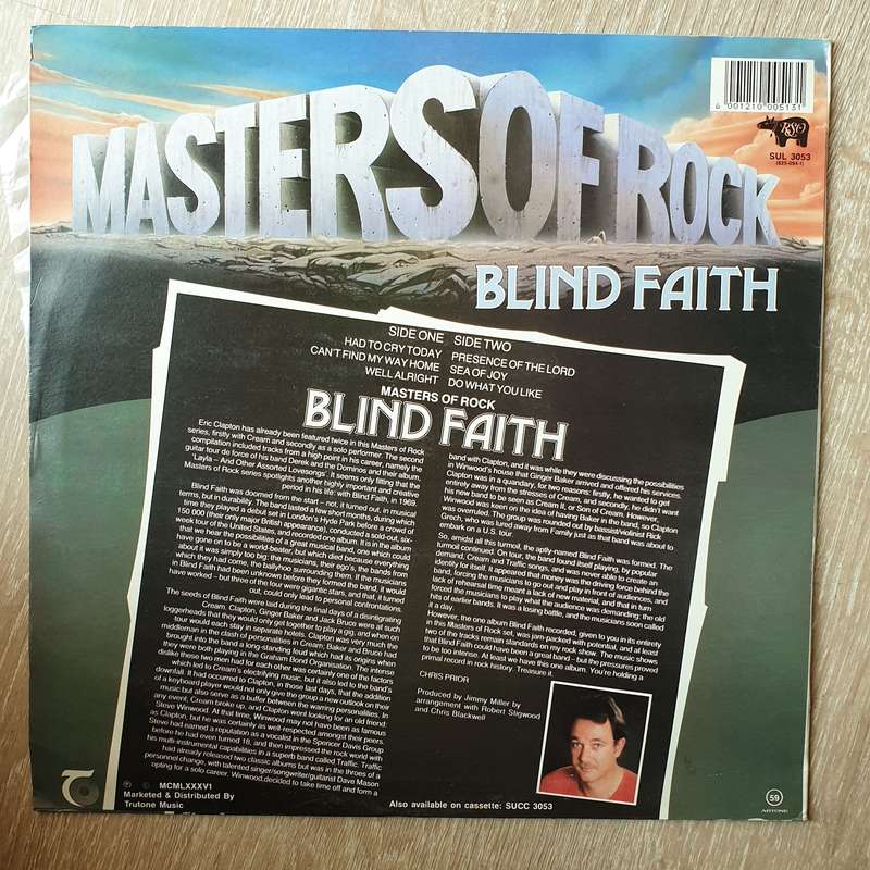 Blind Faith  Masters Of Rock   Vinyl LP Record - Very-Good+ Quality (VG+)