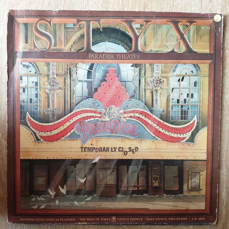 Styx - Paradise Theatre (With Lazer Picture Engraving)  Vinyl LP Record - Very-Good  Quality (VG)