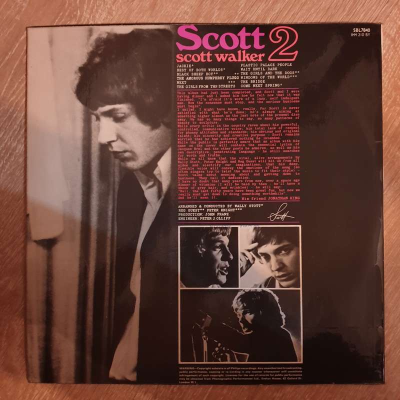 Scott Walker  Scott 2  Vinyl LP Record - Very-Good+ Quality (VG+)
