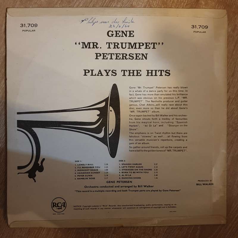 Gene Petersen - "Mr Trumpet Petersen" Plays the Hits  Vinyl LP Record - Very-Good+ Quality (VG+)