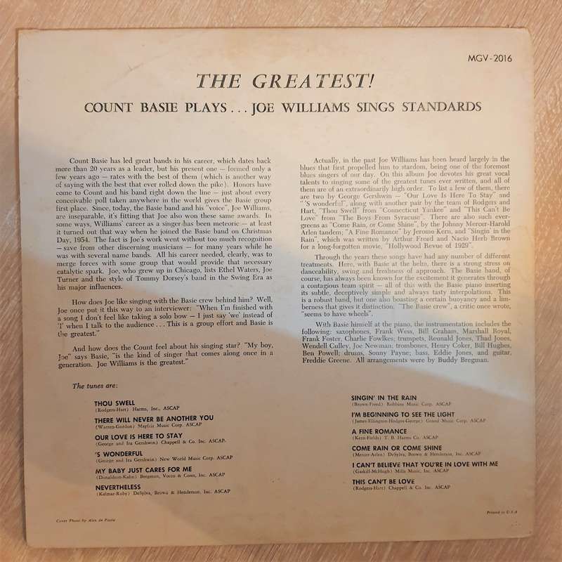 Count Basie, Joe Williams  The Greatest! Count Basie Plays...Joe Williams Sings Standards -...
