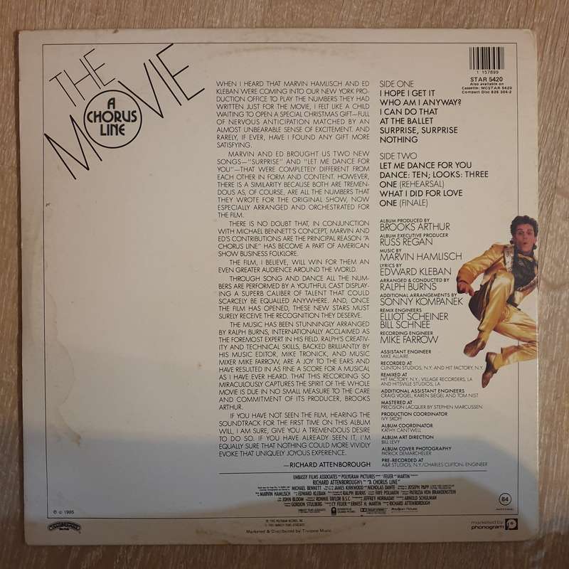 A Chorus Line - Original Motion Picture Soundtrack  Vinyl LP Record - Opened  - Very-Good- ...
